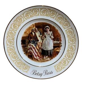 Vintage 1973 Avon Enoch Wedgwood Betsy Ross Patriot Flagmaker Ceramic Plate